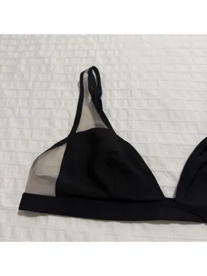 Victoria's Secret Unlined Bralette Sz M Medium Black With Nude Mesh thumbnail 3