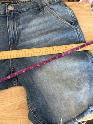 Aeropostale Men’s Large Baggy Denim Jorts Medium Wash 90s Relaxed Cargo thumbnail 5