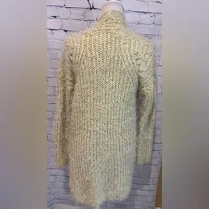 Anthropologie Women larkin Shimmer Knit Cardigan M Yellow Fuzzy Cozy thumbnail 4
