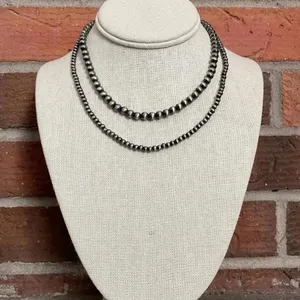 Navajo Style Pearl Double Layer Necklace thumbnail 2