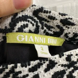 Gianni Bini Skirt French Damask Thick Jacquard Pockets XS 2 Woven A-line B&W! thumbnail 5