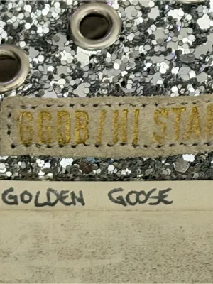 Golden Goose Hi Star Sneakers - Silver Glitter & Pink Suede Star (Size 38) thumbnail 5