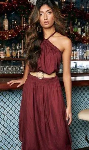 Fabrik Greta Smock Waist Halter Midi Dress M thumbnail 1