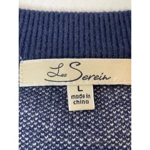 Les Serein Size L Navy Knit Sweater with Cream Polka Dots thumbnail 2