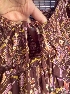 Vintage Angie Autumn Petals Brown Floral Boho Maxi Dress Size Small NWOT thumbnail 5