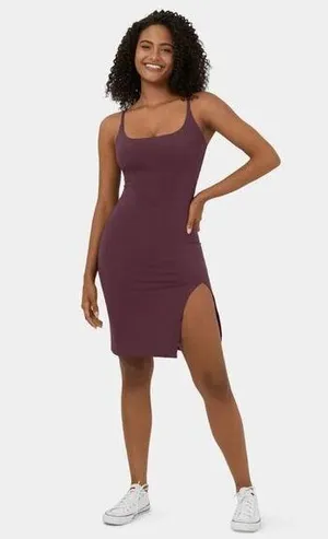 Halara Spaghetti Strap Square Neck Corset Bodycon Midi Casual Dress Purple XS thumbnail 1
