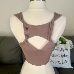 Taupe F21 Ribbed Bustier Crop Top thumbnail 4
