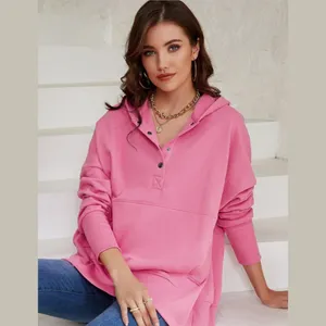 NWT Bubblegum Pink Oversized Snap‎ Front Pullover Hoodie Sz XS thumbnail 2