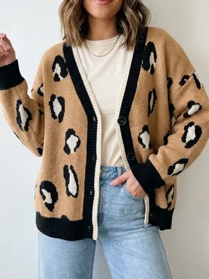 VICI Leopard Cardigan Sweater Size XL Women’s thumbnail 1