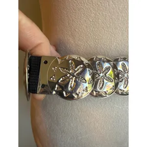 Vintage Silver Sand Dollar Stretch Belt Coastal Nautical Deadstock NWT boho Y2K‎ thumbnail 2