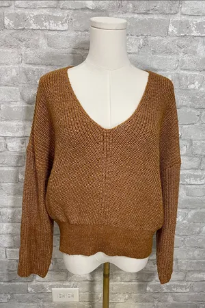 Billabong Women's V-Neck Sweater in Rust Brown thumbnail 1