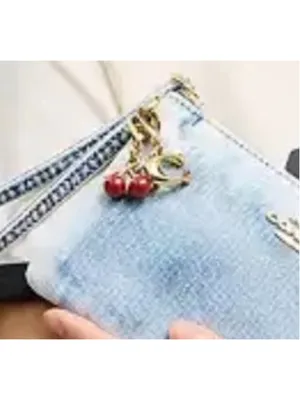 NEW Coach Corner Zip Wristlet In Loved Denim With Charms NWT thumbnail 2