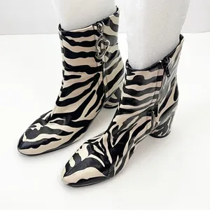 ASOS Designs Faux Leather Zebra Print Side Zip Chunky Heel Chelsea Boots Size 6 thumbnail 13