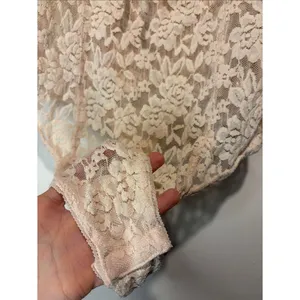 Free People Strike a Pose Bodysuit Peach Blush Lace Detail Tie Cutout Size XS thumbnail 7
