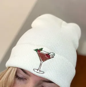 Christmas Martini Custom Embroidered Winter Hat thumbnail 1