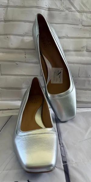 Naturalizer Silver Square-Toe Ballet Flats thumbnail 1