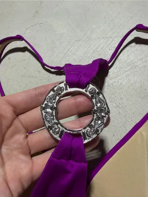 Victoria’s secret swim Purple Triangle Halter Bikini Top with Center Ring medium thumbnail 3