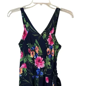 Floral Navy Wrap Maxi Dress Size Small thumbnail 4