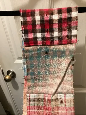 Plaid Patchwork Fringe Scarf in Red, Blue & Brown Red thumbnail 7