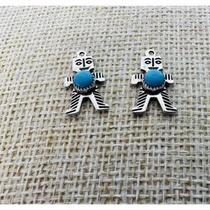 JP Sterling Silver Turquoise Pierced Earrings‎ Pendant Charm Southwestern Tribal thumbnail 10