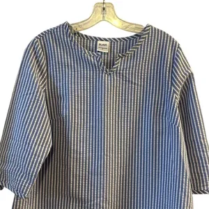 Blair Women's Striped‎ Tunic Top Blue/White V-Neck 3/4 Sleeve M thumbnail 4