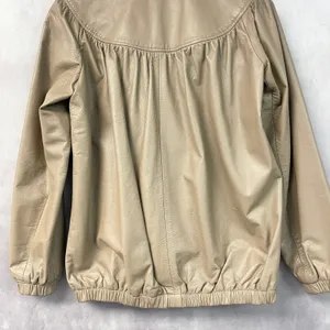 Vintage A&F Originals Women Leather Jacket Size 8 Tan Western Bomber Indie Retro thumbnail 7