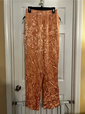 Jacquard Wide-Leg Pajama Pants in Peach thumbnail 2
