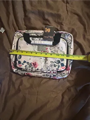 Floral Tote Bag - Cream with Pink & Blue Accents thumbnail 8