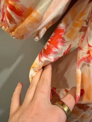 Abercrombie & Fitch Peach Floral Emerson Poplin Puff Sleeve Square Neck Mini Dress thumbnail 6