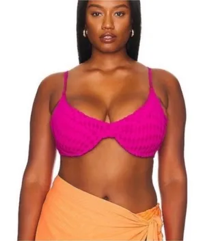 NWT Good American Pink Jacquard Bikini Top Demi Cup Size 3 Large L thumbnail 1