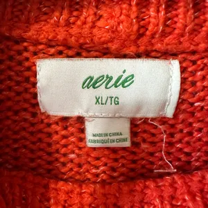 Aerie Striped Colorblock Mock Neck Sweater‎ Pullover Knit Orange Cream Womens XL thumbnail 4