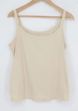 Old Navy Women's Ribbed Tank Top Beige Cream Scoop Neck Sleeveless Large thumbnail 1