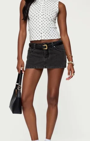 Edikted Mini Skort- Black Denim thumbnail 1