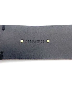 AllSaints Women’s Size S Black Genuine Leather Wide Waist Belt Gold Buckle thumbnail 9