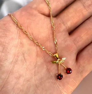 Cherry Pendant Necklace for Women thumbnail 3