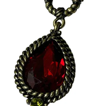 2028 Jewelry Red Purple Color Teardrop Pendant Rhinestone Necklace 18" thumbnail 3