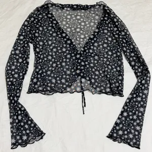 Free People Marne Star Sheer Mesh Top Women Small Black White Celestial Festival thumbnail 4