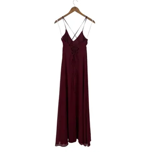 Lulus Event Ready Burgundy Backless Lace-Up Maxi Dress size XS EUC thumbnail 3