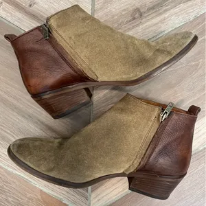Madewell Cait Two Tone Leather Suede Zip Up Ankle Boots 7.5 Brown thumbnail 4
