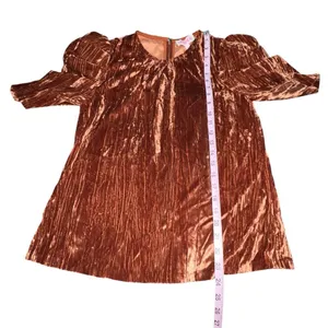 NWT $69 LEYDEN‎ Womens S Orange Rust Crushed Velvet Pouf Short Sleeve Top Blouse thumbnail 7