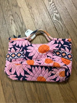Vera Bradley Pink, Navy & Orange Quilted Floral Tote thumbnail 2