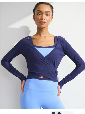 Abercrombie & Fitch Navy Blue Wrap Crop Top thumbnail 3