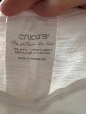 Chico’s Size 2 Large White Hi Lo Short Sleeve Top thumbnail 7