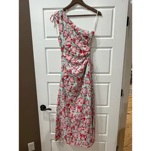 Hello Molly Mint Floral One Shoulder Ruched Cut Out Maxi Dress Size 4 thumbnail 2