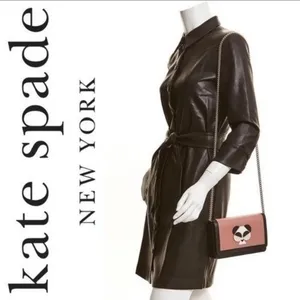 Kate‎ Spade Gentle Panda Crossbody Leather Wallet Bag, Pink/Black, NWT thumbnail 8