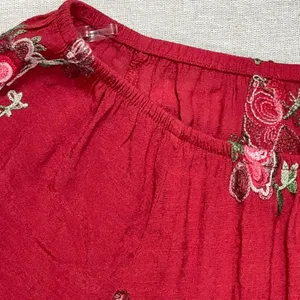 Fig & Flower | Red Floral Embroidered Peasant Top | Large thumbnail 4