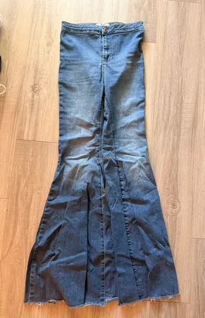 Free People Dark Blue Denim Flare Jeans thumbnail 1
