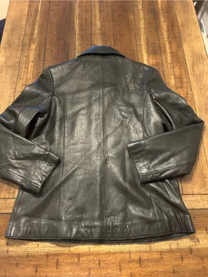 Tuskany Womens XXL Genuine Leather Blazer Jacket Black Y2K Fitted thumbnail 4