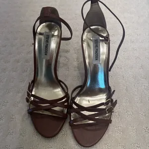 Steve Madden Alanaa Strappy Brown Leather Heels Size 7M thumbnail 2
