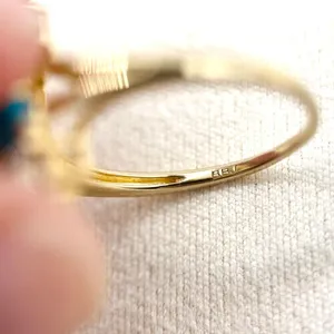 Sleeping Beauty Turquoise White Sky Blue Topaz 18k Yellow Gold Over Silver Ring thumbnail 10